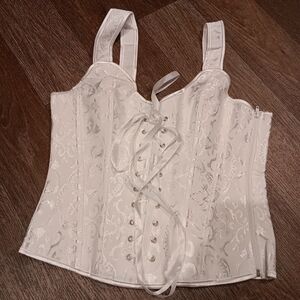 Elegant White Lace-Up Crop Top